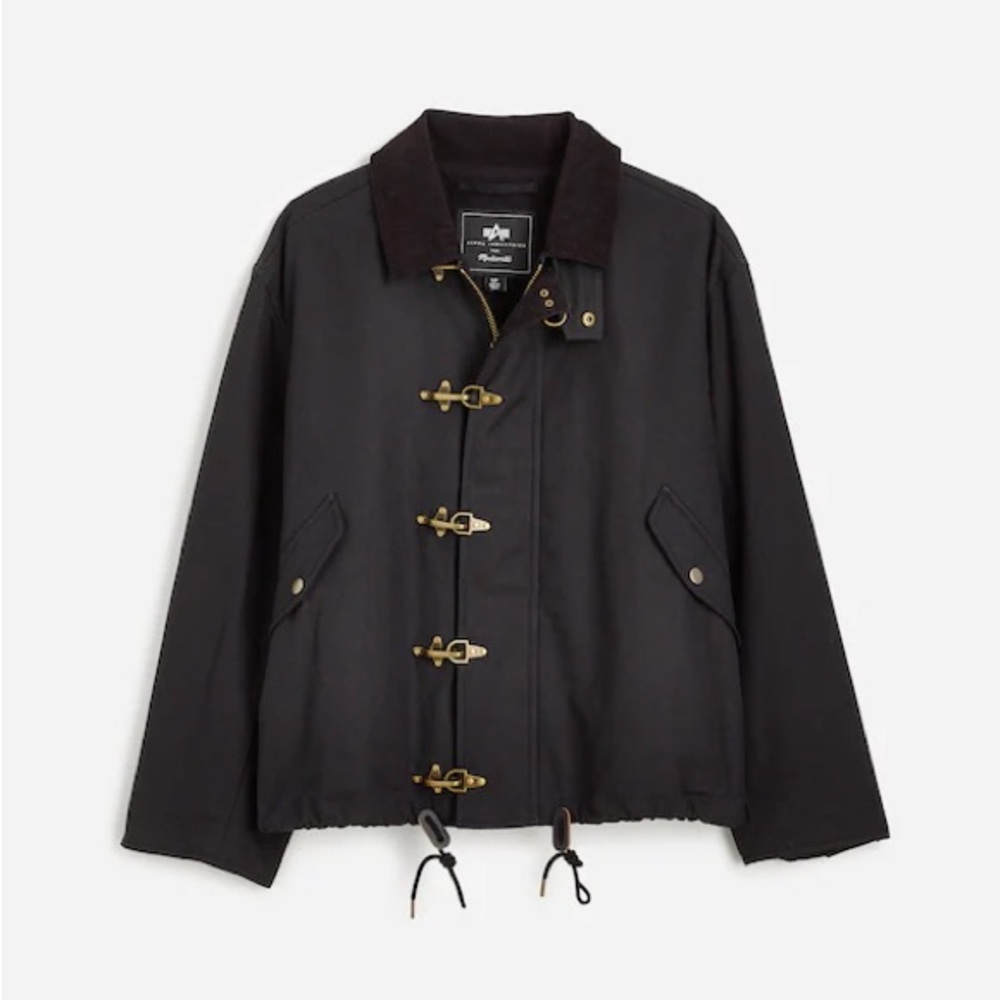 Madewell x Alpha Industries Black Waxed Cotton Car Coat